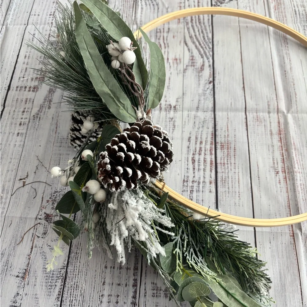 Festive Green and Brown Christmas Holiday Wreath